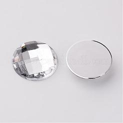 アクリルラインストーンカボション  フラットバック  多面カット  半円  透明  14x5mm  約500個/袋&nbsp;GACR-R002-14mm-08