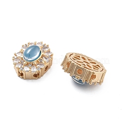 Brass Light Sky Blue Glass Oval Multi-Strand Links&nbsp;KK-B125-12G