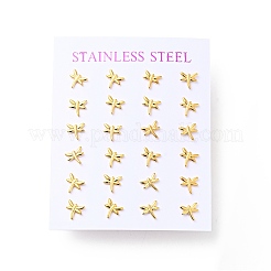 304 Stainless Steel Tiny Dragonfly Stud Earrings with 316 Stainless Steel Pins for Women&nbsp;X-EJEW-J043-02G