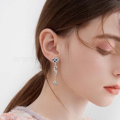 エナメル チェッカーボード ハート & ツイスト & キューブ ダングル スタッド イヤリング ラインストーン付き  女性のための真鍮タッセル ドロップ イヤリング  プラチナ  48.5x12.3mm  ピン：0.9mm&nbsp;JE1033A