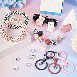 DIY リング & ベアシリコンビーズキーホルダー作成キット  ミックスカラー  14.5~15mm&nbsp;DIY-TA0009-16
