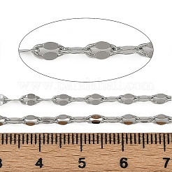 304ステンレススチールダップチェーン  ハンダ付け  スプールで  ステンレス鋼色  6x2.5x0.5mm  約82.02フィート（25m）/ロール&nbsp;CHS-S011-01B-P