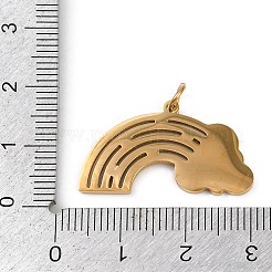 304ステンレスペンダント  ラインストーン付き  レインボー  ゴールドカラー  15.5x27x2mm  穴：3.4mm&nbsp;STAS-K301-02G
