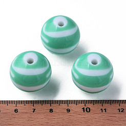 不透明な縞模様のアクリルビーズ  ラウンド  アクアマリン  24mm  穴：4mm穴：4mm  約55個/500g&nbsp;MACR-S373-27C-11