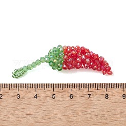 ガラスビッグサイズペンダントトップ  ホットペッパーチャーム  多面カット  レッド  63.5x15.5mm  穴：2.5mm&nbsp;PALLOY-MZ01303-02