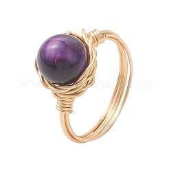 Natural Tiger Eye Finger Rings&nbsp;RJEW-JR00986