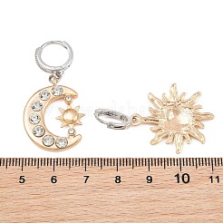 真鍮とクリスタルラインストーンのイヤリングとネックレス  月と太陽  プラチナ·ゴールデン  473mm＆40x24mm＆41x20mm&nbsp;WG06C1A-09