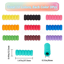 30個 10色 EVAフォーム 鉛筆グリッパー  鉛筆ホルダー  子供向け  ミックスカラー  37.5x12.5mm  内径：8mm  3個/カラー&nbsp;AJEW-GF0006-31A