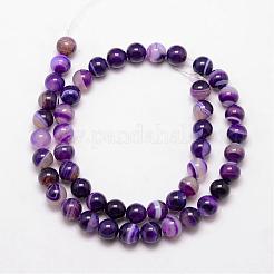 Natural Striped Agate/Banded Agate Bead Strands&nbsp;G-K166-13-8mm-04