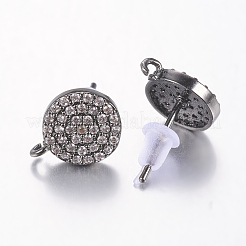 Brass Micro Pave Cubic Zirconia Stud Earring Findings&nbsp;LS-ZIRC-E132-13A-B