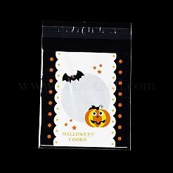 ハロウィンテーマのプラスチック耐熱皿バッグ  粘着式  チョコレート用  キャンディ  クッキー  正方形  ホワイトスモーク  130x100x0.2mm  約100個/袋&nbsp;OPP-Q004-01D