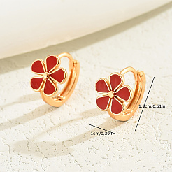エレガントな真鍮の花のフープピアス  18KGP本金メッキ  13x10mm&nbsp;UD7132