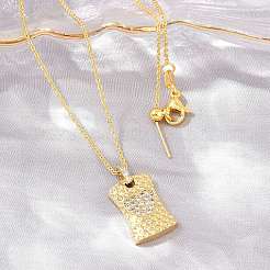 Brass Micro Pave Cubic Zirconia Rectangle with Heart Pendant Adjustable Slider Necklaces&nbsp;KK-CBA4547-08G-03