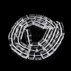 透明ガラスビーズ連売り  キューブ  透明  7.5~8.5x7.5~8.5x7.5~8.5mm  穴：1.2~1.4mm  約46個/連  15.16インチ（38.5cm）&nbsp;GLAA-N001-46B