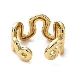 Rack Plating Brass Twist Wave Open Cuff Rings for Women&nbsp;RJEW-Q777-07G