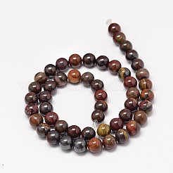 天然な赤虎鉄ラウンドビーズ連売り  6mm  穴：1mm  約62個/連  15.3インチ&nbsp;G-P075-22-6mm