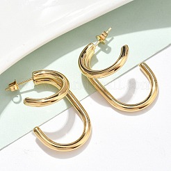 304 Stainless Steel Two-layer C-Shaped Stud Earrings&nbsp;EJEW-Z098-18G