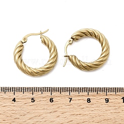 304ステンレススチール製ツイストリングフープピアス  イオンプレーティング（ip）  ゴールドカラー  24.5x4.6mm&nbsp;EJEW-Z146-01G-04