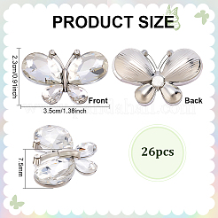 Platinum Tone Alloy Rhinestone Butterfly Cabochons&nbsp;DIY-FG0009-98B