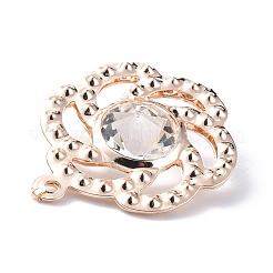 ラック メッキ ライト ゴールド アイアン ペンダント  ガラスラインストーン付き  花のチャーム  クリスタル  28.5x23x8mm  穴：1.4mm&nbsp;IFIN-L039-10KCG