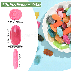 100Pcs Oval Imitation Gemstone Acrylic Beads&nbsp;OACR-SP0001-65