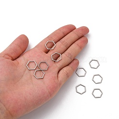 変色しない304ステンレススチール製リンクリング  六角  ステンレス鋼色  13.5x12x0.8mm&nbsp;X-STAS-S079-26A