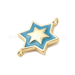 Brass Enamel Star Connector Charms&nbsp;KK-H529-17G