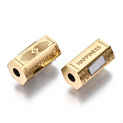 304ステンレススチールビーズ  シェルと  言葉の幸福と六角柱  14KGP本金メッキ  11.5x6.5x6mm  穴：2mm&nbsp;STAS-S116-311G
