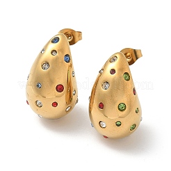 304 Stainless Steel Teardrop Stud Earrings&nbsp;EJEW-B108-05G-B