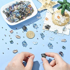 620 個 13 スタイル電気メッキガラスビーズ  混合スタイル  混合図形  ミックスカラー  3~18x3~15x2~7.5mm  穴：0.8~1.2mm  620個/セット&nbsp;EGLA-YW0005-81