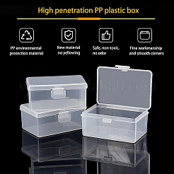 ポリプロピレン（pp）プラスチックボックス  ビーズ保存容器  ヒンジ付き蓋付き  長方形  ホワイト  5.8x8.35x3.65cm  インナーサイズ：7.7x5.1センチメートル  8個/箱&nbsp;CON-BC0006-55