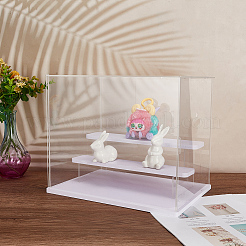 透明なプラスチックのミニフィギュアのディスプレイケース  模型用3段ホルダーライザー  ビルディングブロック  人形展示  長方形  透明  完成品：31.5x21.5x26cm&nbsp;ODIS-WH0025-142B
