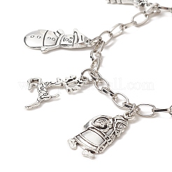 Christmas Tree & Snowman & Candy Cane & Gift Box Alloy Charm Bracelet&nbsp;BJEW-JB09300