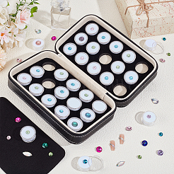 合成皮革の箱  プラスチックビーズ容器30個付き  長方形  ホワイト  22x13x6.5cm&nbsp;CON-WH0086-155B