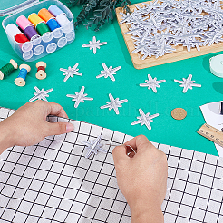 コンピューター刺繍布製アイロン接着/縫い付けワッペン 80枚  アップリケ  マスクと衣装のアクセサリー  [8]芒星  銀  50x49x2mm&nbsp;DIY-HY0003-08A