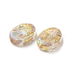 透明樹脂ビーズ  女性用ビーズ付き楕円形  ABカラー  カラフル  17.5x13x5.5mm  穴：1.6mm&nbsp;RESI-C047-04