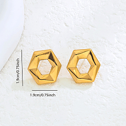 Stainless Steel Hollow Hexagon Stud Earrings&nbsp;FX5450