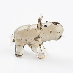 インテリアオーナメントパーツ  手作りランプワーク表示の装飾  カバ  キャメル  19~23x9~11x17mm&nbsp;LAMP-J084-13