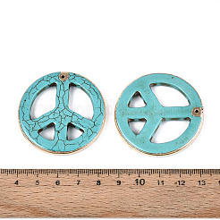 Dyed Synthetic Turquoise Peace Sign Pendants&nbsp;TURQ-T004-31A