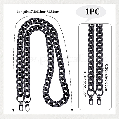 アクリルキューバンリンクチェーンバッグエクステンダーチェーン1個  合金の留め金付き  ブラック  1210mm&nbsp;AJEW-BM0001-41A