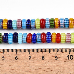 手作りミッレフィオーリガラスビーズ連売り  カボチャ  ミックスカラー  7.5~8.5x3~4mm  穴：1.2mm  約100~106個/連  14.37~14.96インチ（36.5~38cm）&nbsp;LK-WH0002-01