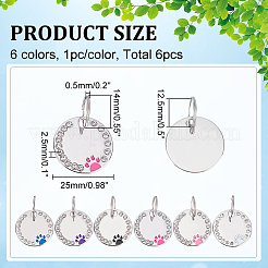 6Pcs 6 Colors Zine Alloy Rhinestone Pet Pendant Tag&nbsp;AJEW-WR0002-63