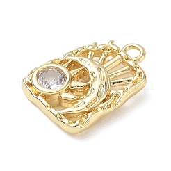 Brass Pave Clear Cubic Zirconia Pendants&nbsp;CU-CBACBD7-02G