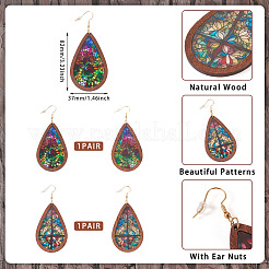2Pairs 2 Colors Acrylic Dangle Earrings for Women&nbsp;EJEW-TA0001-53B