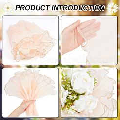 しわのあるウェーブのガーゼ糸の花の花束ラッピング包装  バレンタインデーの贈り物の装飾に適しています  桃パフ  28x0.15cm&nbsp;DIY-WH0039-430B