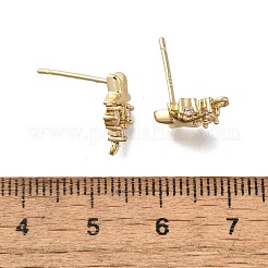 真鍮製、キュービックジルコニアのスタッドピアス金具  カドミウムフリー＆ニッケルフリー＆鉛フリー  スター  14KGP本金メッキ  15.5x9mm  穴：1mm  ピン：0.5x12mm&nbsp;KK-Q048-14G