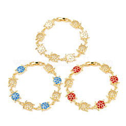 Brass Micro Pave Clear Cubic Zirconia Link Bracelets for Women&nbsp;BJEW-H209-05G