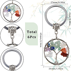 6Pcs Natural/Synthetic Mixed Gemstone Keychain&nbsp;KEYC-SC0001-09