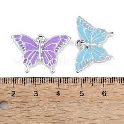 Uv メッキ合金エナメル ペンダント  カドミウムフリー＆鉛フリー  バタフライチャーム  プラチナ  18x27x3mm  穴：2mm&nbsp;FIND-M018-34P