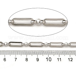 304ステンレススチール長方形リンクチェーン  溶接されていない  スプールで  ステンレス鋼色  14x4.5x1mm  5 m /ロール&nbsp;CHS-C016-09P